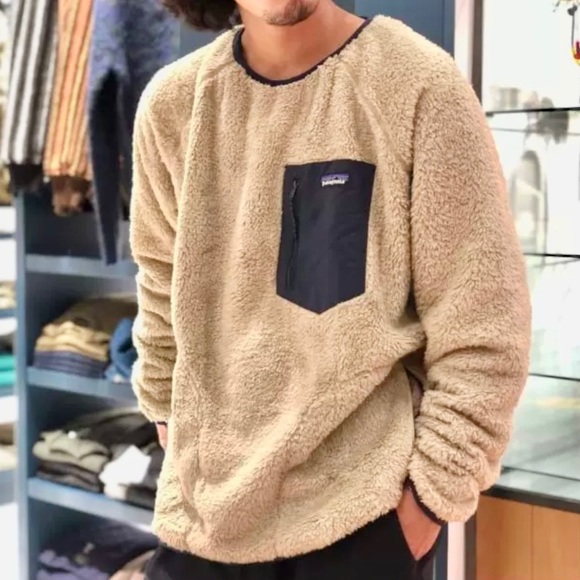 Patagonia Men's tan/navy Los Gatos Fleece Crew neck fleece size small - Picture 9 of 13